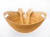 eBoo - Spun Bamboo Bowl (Boat shape) + 1 set servers 竹沙拉碗 (船形)+ 1x沙拉用的竹器具